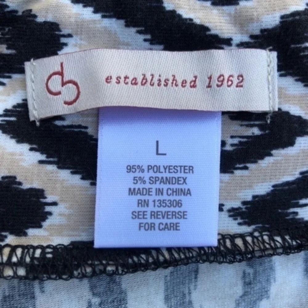 Dressbarn NWT Spring Cool Print White Black Tan Circle Skater Skirt